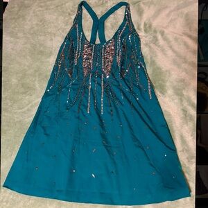 Free People Teal Sequin Mini Dress